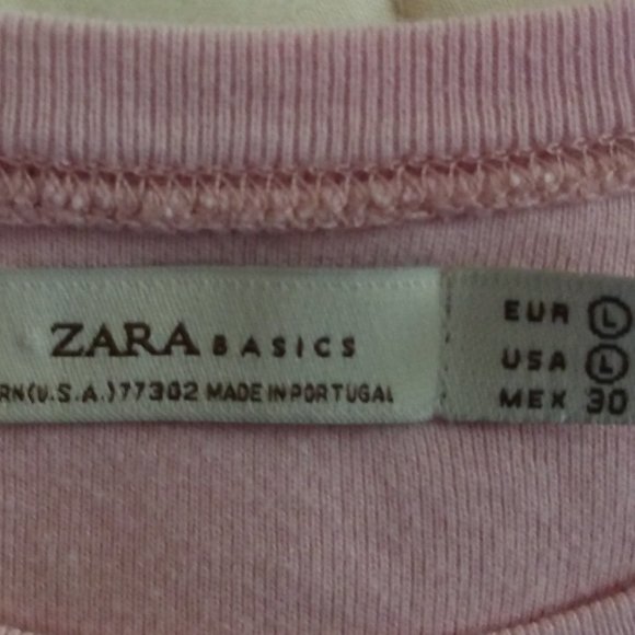 Zara light pink T-shirt. Has a small spot on back left near hem. Size L. - Picture 8 of 11